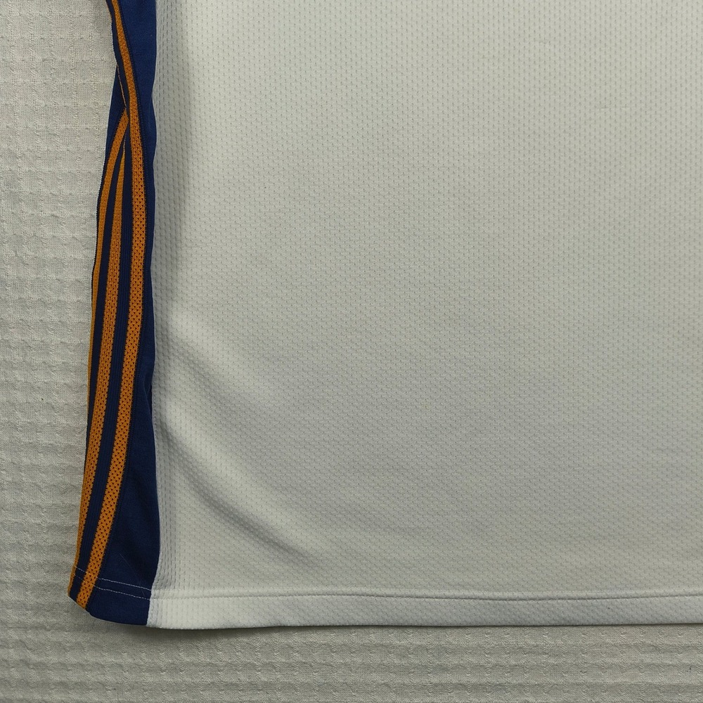 Adidas Mens XL Mesh Athletic Jersey Shirt White Navy Blue Orange 3-Stripes VTG - Picture 8 of 15